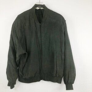 Genelli Vintage 100% Pure Silk Black Zipper Track Jacket Women's Size L